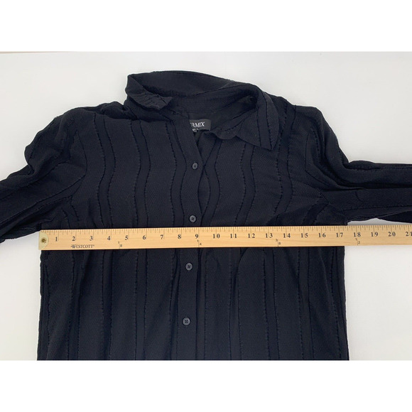 Intermix Angelina Striped Chiffon Top Blouse Black Semi Sheer M - Picture 10 of 12